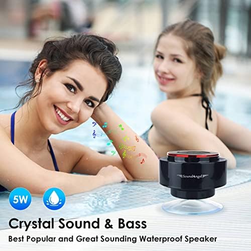 XLeader SoundAngel Mate - Premium 5 W Duş Hoparlör IPX7 Su Geçirmez bluetooth hoparlör ile Vantuz 3D Kristal Ses, mini Kablosuz