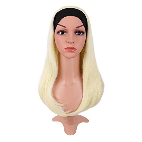 MapofBeauty 22 İnç / 55 cm moda uzun kıvırcık sentetik Günlük Kullanım kadın kafa bandı peruk (açık sarışın)