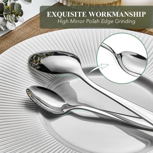 8 için 40 Parçalı Gümüş Set, EIUBUIE Premium Gıda Sınıfı Paslanmaz Çelik Sofra Takımı Setleri, Ayna Cilalı çatal bıçak kaşık