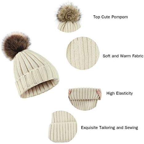 Durio Bere Şapka Kadınlar için Kalın Ponpon Bere Sıcak Örgü Kış Şapka Bayan Kış Şapka