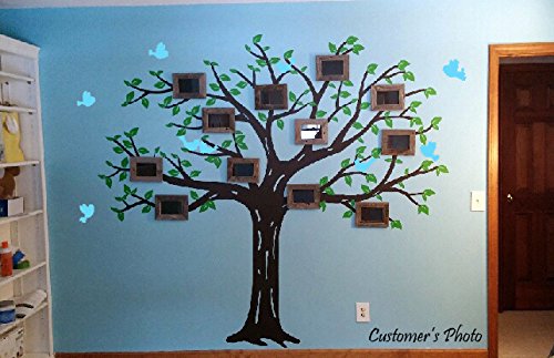 PopDecors-Aile Fotoğraf Ağacı (Renkli Ağaç) - Güzel Ağaç Duvar Çıkartmaları Çocuk Odaları için Genç Kız Erkek Duvar Kağıdı