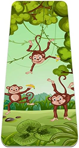Unicey Sevimli Komik Orman Maymunlar Yeşil Yapraklar Yoga Mat Kalın Kaymaz Yoga Paspaslar için Kadın ve Kız egzersiz matı Yumuşak