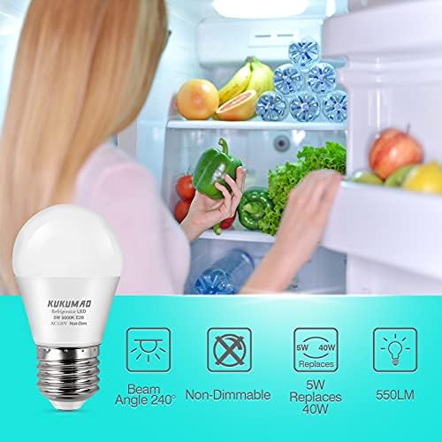 LED Buzdolabı Ampul 40 W Eşdeğer 5 W Günışığı Beyaz 5000 K Buzdolabı Su Geçirmez Ampuller 120 V A15 E26 Orta Taban Dondurucu