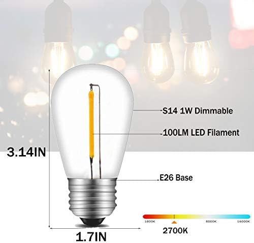 INNOCCY Edison LED S14 ampuller 1 W 140 lümen 2700 K Yumuşak-sıcak Vintage stil su geçirmez ampul açık dize ışıkları için mükemmel