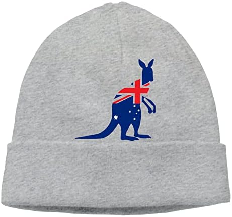 Avustralya Kanguru kasketleri Şapka Erkekler Kadınlar için Bere Çorap Kapaklar Örgü Şapka Unisex Kafatası Kap Siyah