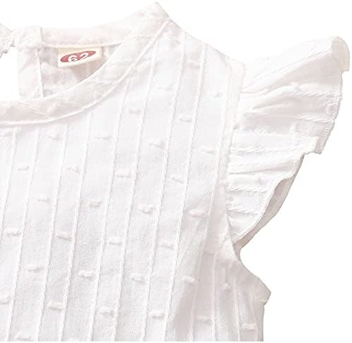 ROMPERİNBOX Bebek Bebek Kız Yaz Giysileri Tek Parça Romper Düz Renk Pamuk Fırfır Kolsuz Tulum 0-18 Ay