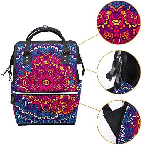 Soyut etnik şenlikli renkli Mandala desen bezi çanta omuz sırt çantası değişen çanta