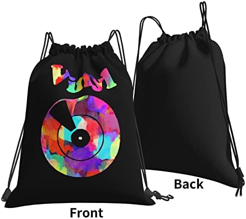 Spor salonu alışveriş spor Yoga için ipli sırt çantası vinil müzik aşığı dize çanta Sackpack