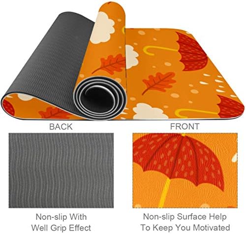 Sonbahar Şemsiye ve Yaprak Desen Yoga Mat Kalın Kaymaz Yoga Paspaslar için Kadın ve Kız egzersiz matı Yumuşak Pilates Paspaslar,