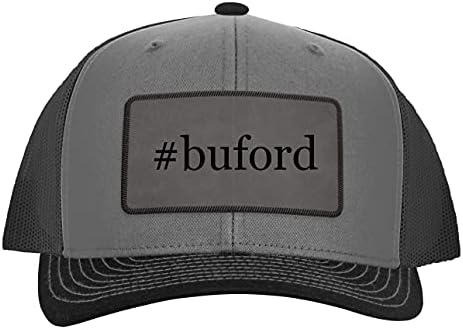 Biri Buford'un Etrafında Dolaşıyor - Deri Hashtag Gri Yama Kazınmış Kamyon Şoförü Şapkası