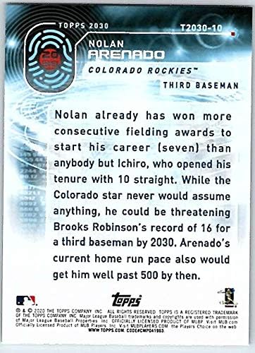 2020 Topps 2030T2030 - 10 Nolan Arenado Colorado Rockies MLB Beyzbol Ticaret Kartı