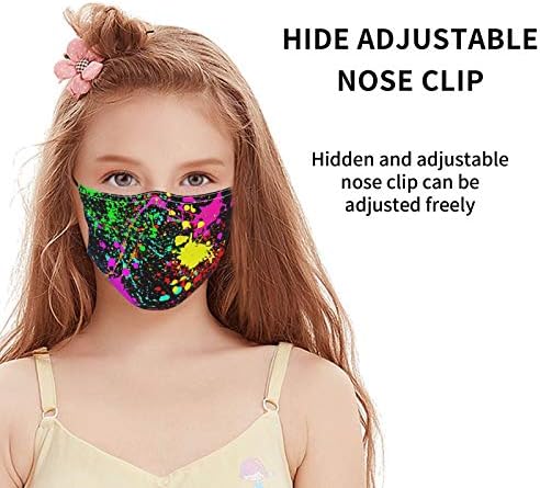 Renkli Boya Sıçramak Çocuklar Yüz Maskesi Eşarp Paketi 2 ile 2 Filtreler için Erkek Kız