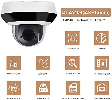 4MP HD PTZ Açık POE IP Kamera OEM DS-2DE2A404IW-DE3, Pan / Tilt / 2.8 mm~12mm 4X Optik Zoom, 4 Megapiksel (2560x1440),Gece