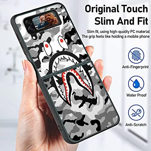 Samsung Galaxy Z Flip 3 5G Kılıf ile uyumlu, Anime Köpekbalığı Yüz Camo 22 Desen Erkekler için Erkek Kız Tam Vücut Darbeye