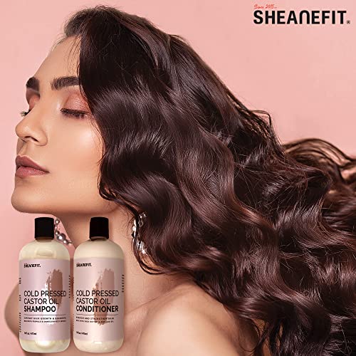 Sheanefıt Soğuk Preslenmiş Hint Yağı Günlük Şampuan Kremi 16 oz Set Destek Saç Büyüme Besler Güçlendirmek Saç (Hint yağı Şampuan-16