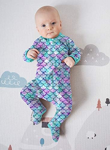 UNIFACO Bebek Kız Erkek Ayaklı Pijama Tek Parça Uyuyan Snug Fit Uyku ve Oyun Zip Ön Footie Romper 0-12 Ay