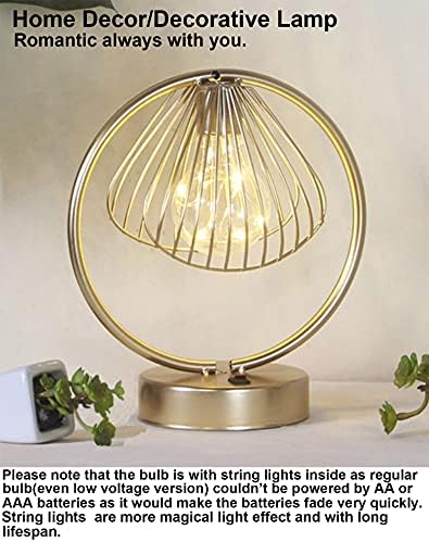 AFORTLO Akülü Kumandalı Masa masa Lambası, dekoratif Akülü Romantik Gece lambası, altın Metal Kafes Ev Dekor Atmosfer Masa