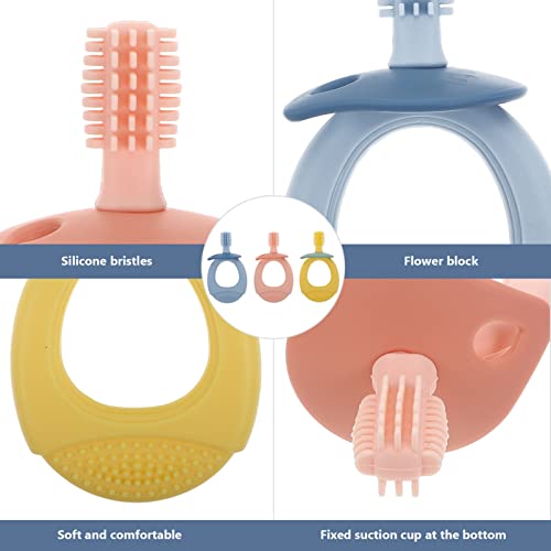Bebek Diş Fırçası Silikon Diş Fırçası: 3 Adet Toddler Anti Boğulma Diş Fırçası Manuel Diş Temizleme Fırçası El Çiğneme Diş
