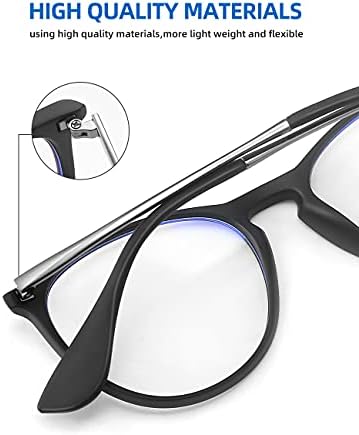 SOAR & KARTAL 3 Paket Mavi ışık Engelleme Gözlük, Yuvarlak Moda Retro Çerçeve, Vintage Sahte Gözlük Şeffaf Lens ile, UV Koruma