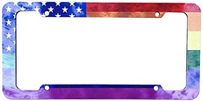 Gökkuşağı Plaka Çerçevesi Amerikan Bayrağı Gay Pride Renkli Araba Etiketi Kapağı