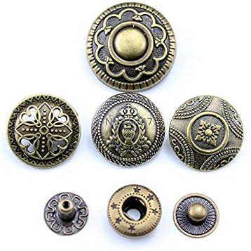 10 Takım Metal Retro Yuvarlak Düğme DIY Dikiş Zanaat Giyim El Yapımı Antik Altın Yapış Düğmeler (1 Antik Altın, 21.5 mm)