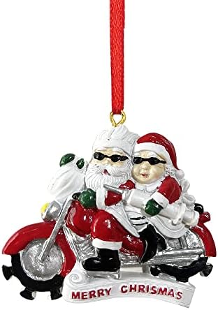GotGala 2021 Noel Baba Süsler, Mr & Mrs Baba Binmek Motosiklet Süs için Noel Ağacı Süslemeleri Asılı Kolye Hediyeler