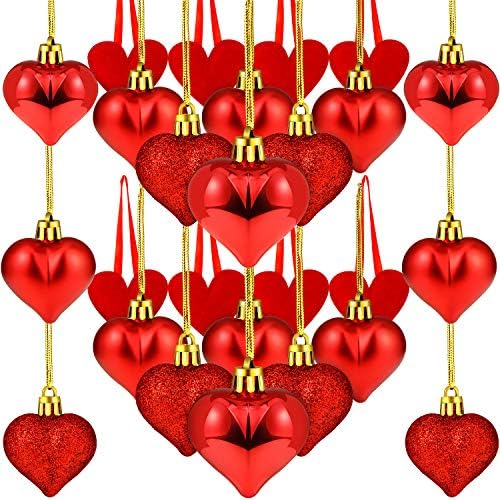 WİLLBOND 34 Adet Kalp Şeklinde Süsler Kalp Baubles Keçe Kalp Süsler Sevgililer Günü Kalp Süsler Sevgililer Günü Düğün Parti