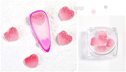 Y-YUNLONG 5Pcs degrade renk 3D yumuşak şeker reçine kalp yıldız tırnak sanat süslemeleri takılar