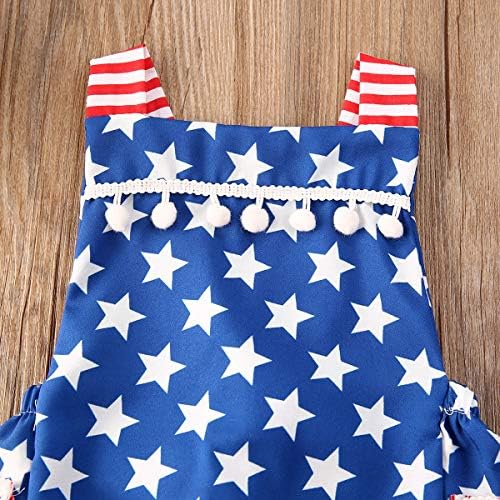 Yenidoğan Bebek Kız Benim Ilk 4th Temmuz Kıyafetler ABD Bayrağı Ruffled Dantel Kolsuz Romper Tulum + Kafa Bandı