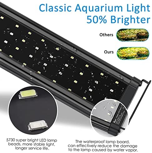 AQQA LED akvaryum ışık tam spektrum balık tankı ışık ile uzatılabilir parantez 12 18 24 32“ 36 48 Tatlısu Ekili Tank için Beyaz