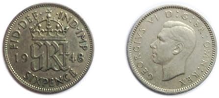 Koleksiyoncular için Paralar - Circulated British 1948 George VI Sixpence / Altı Peni 6p Coin / Büyük Britanya
