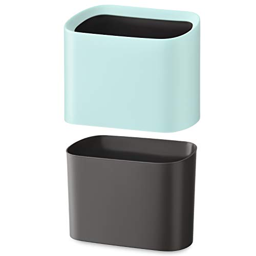 SUBEKYU 0.4 Gal Mini Tezgah Üstü Çöp Tenekesi, Ofis için Küçük Masaüstü Çöp Tenekesi, Küçük Çöp Sepeti, Plastik, Açık Yeşil