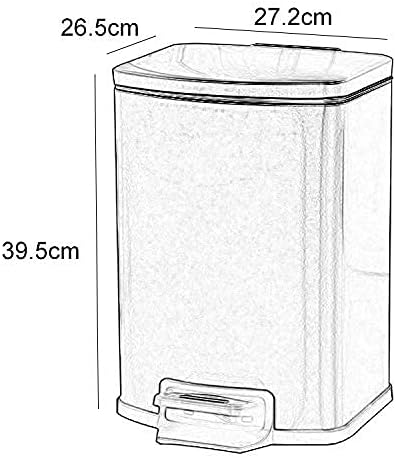 LZQBD Çöp Kutuları, Astarlı Cebi olan Dikdörtgen Pedallı Çöp Kutusu, Fırçalanmış Paslanmaz Çelik, Siyah, 27,2 cm x 26,5 cm