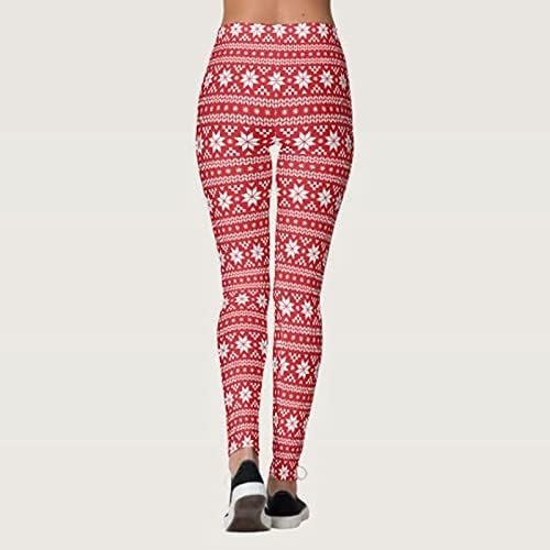 QTOCIO Noel Tayt kadın Yüksek Bel Yoga Pantolon, kalın Karın Kontrol Elastik Ayak Bileği Uzunluğu Kapriler Sweatpants