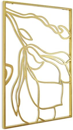 Putuo Dekor Altın Çiçek Metal duvar sanat dekoru, 11. 8x17 İnç Soyut Basit Moda Hattı Sanat Duvar Heykel, modern Minimalist