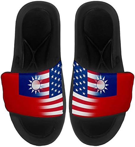 ExpressİtBest Yastıklı Slide-On Sandalet / Erkekler, Kadınlar ve Gençler için Slaytlar - Tayvan Bayrağı (Tayvan) - Tayvan Bayrağı