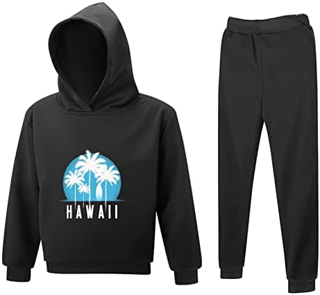 Hawaii Palmiye Ağacı Ve Dalgalar Hoodies Ve Eşofman Altı Kızlar ve Erkekler İçin Şık Hoodies Kazak Seti Çocuklar Tops