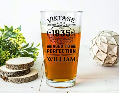 Prezzy Kişiselleştirilmiş Vintage 1935 Doğum Günü bira bardağı 87 Yıl Sınırlı Sayıda bira bardağı Baba Est 2022 Içme Bardağı