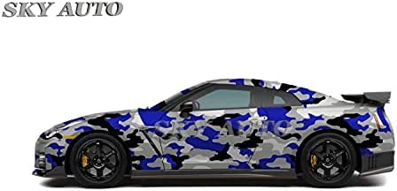 Sky Auto INC Mavi Siyah Beyaz Gri Kamuflaj Vinil Araç Wrap Film Levha + Ücretsiz Kesici & Çekçek (30FT x 5FT / 360 x 60)