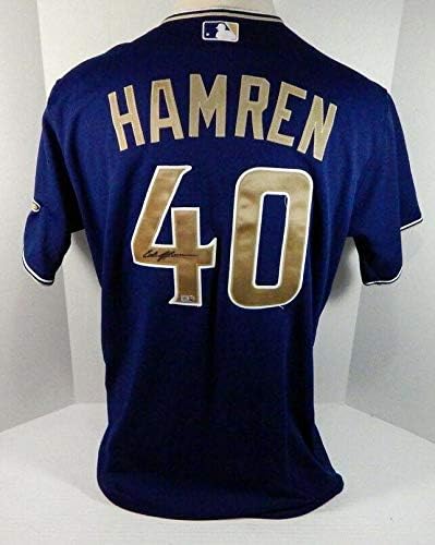 2010 San Diego Padres Erik Hamren 40 Oyun Yayınlanan Donanma Jersey SDP0877-Oyun Kullanılan MLB Formalar