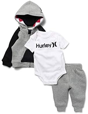 Hurley Nike Bebek Erkek Bebek 3 Parça Bodysuit, Therma Hoodie ve Pantolon Deluxe Set