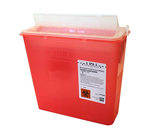 Plasti-Products 141020 Duvara Monte Sharps Konteyner, 5 Qt, Kırmızı (20'li Paket)