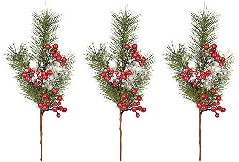 3 PCS Noel Süslemeleri Meyveleri çam kozalakları Dalları, yapay Çam Alır Kırmızı Berry Kaynaklanıyor DIY El Sanatları için