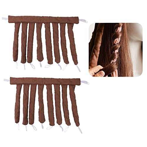 LiebeWH 2 adet Ahtapot(Kahverengi)Isı Kadın için Ev Saç Kıvırma Çubuk Bandı Stil Aracı Heatless Bigudi Saç Rulo Şeklinde