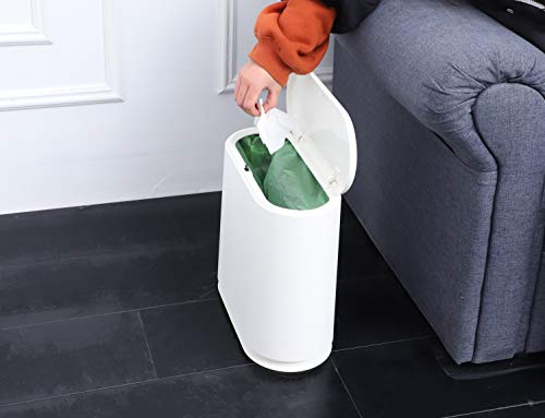 YCOCO 10 Litre Oval Çift Varil Mutfak çöp tenekesi ile Basın Üst Kapak, 2.4 Galon Çıkarılabilir Astar Kova İnce Plastik çöp
