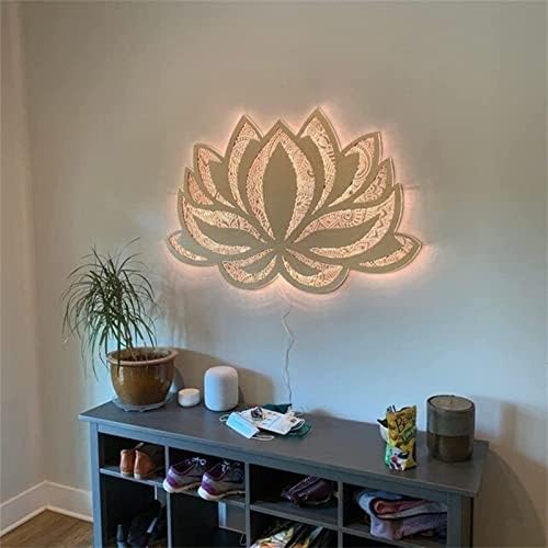 HRRTYE Lotus Çiçek Mandala Yoga Sanat, sevgililer Günü Hediyesi, kutsal Geometri Ahşap Duvar Sanatı Benzersiz El Yapımı Manevi