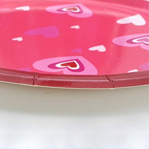 Pandecor Sevgililer Günü Parti Malzemeleri, 50 ADET Kırmızı Kalp Tek Kullanımlık Kağıt Tabaklar 7 İnç Tatlı Tabakları