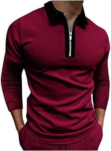 T Shirt Erkekler ıçin Grafik Turn-Aşağı Yaka Zip Up Kazak Tops Casual Slim Fit Temel Golf Uzun Kollu T-Shirt Tops