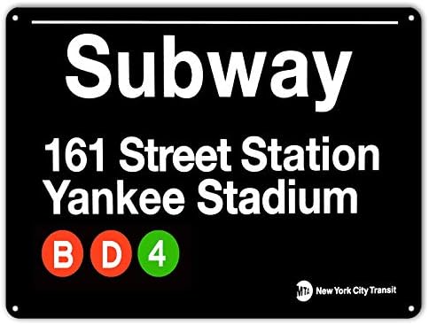 NİNGFEİ Yankee Stadyumu New York Sokak Metro 161 Retro Duvar Bar Dekor Metal Tabela 16x12 inç Dekoratif İşareti