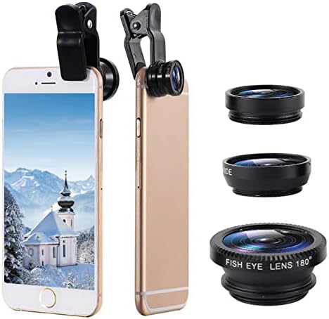 FAFAN zoom objektifi, 3 in 1 Klip 180 °Balık Gözü Lens + 0.67 X Geniş Açı + 10X Makro Lens Cep Telefonu Fotoğraf Moment Lens